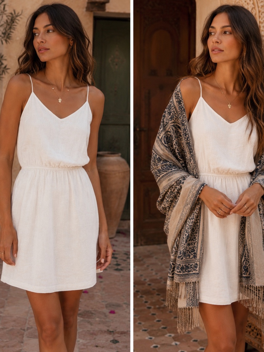 J.Crew Linen Blend Sundress White Boho Minimalist Vacation Euro Summer Size S